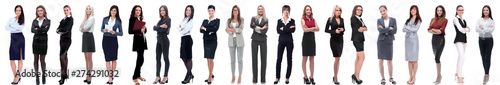 group of successful young businesswoman standing in a row