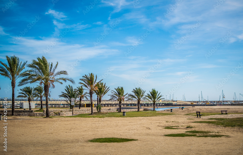 Comarruga beach in Tarragona, Catalonia, Spain. Comarruga beach in Tarragona, Catalonia, Spain.