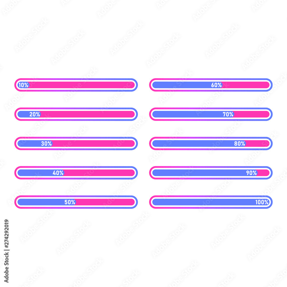 Loading bar progress icons, load sign vector illustration Loading bar progress icons, load sign vector illustration