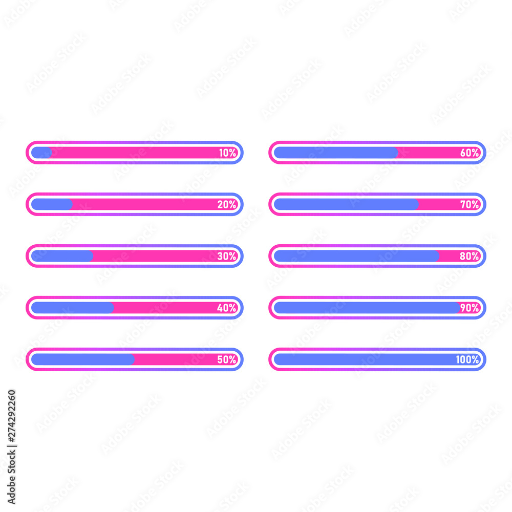 Loading bar progress icons, load sign vector illustration Loading bar progress icons, load sign vector illustration