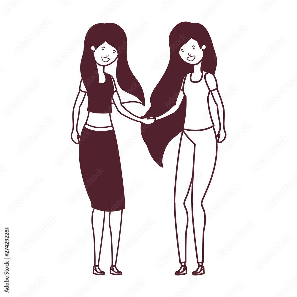 silhouette of young women in white background silhouette of young women in white background