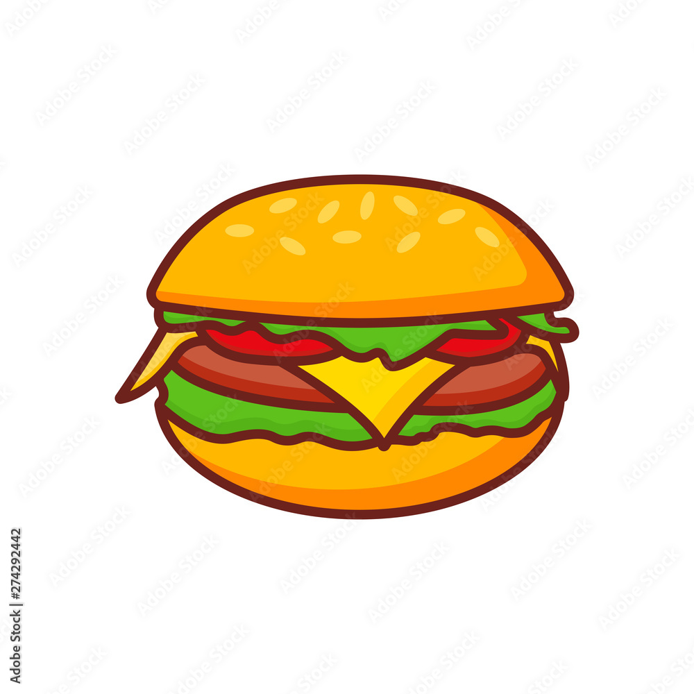 Fast food burger icon. Burger icon vector. Hamburger sign or sym Fast food burger icon. Burger icon vector. Hamburger sign or sym