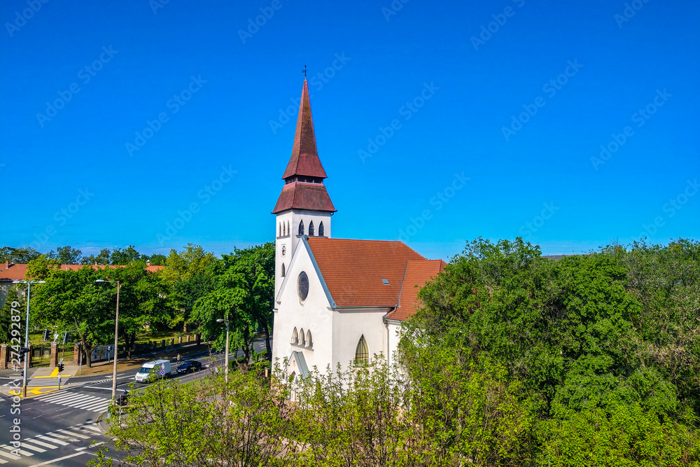 Debrecen, Hungary - May 14, 2019: Reformed Church on a clear sunny day.
