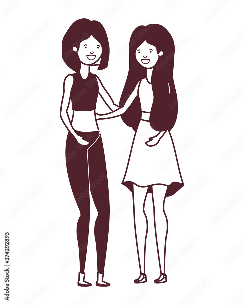 silhouette of young women in white background silhouette of young women in white background