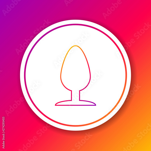 Color line Anal plug icon isolated on color background. Butt plug sign. Fetish accessory. Sex toy for men and woman. Circle white button. Vector Illustration