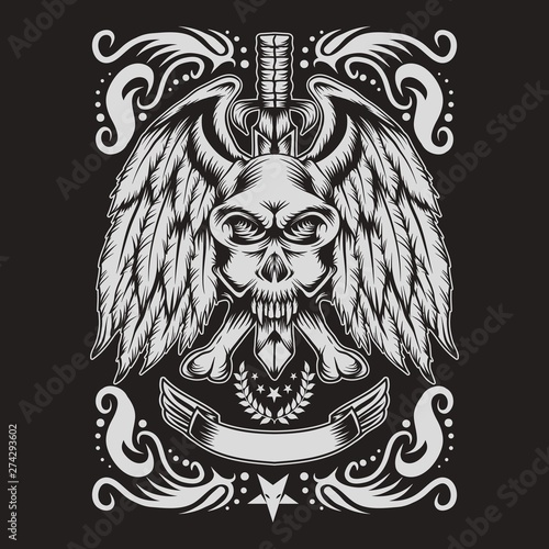 skull monster decoration vector illustration