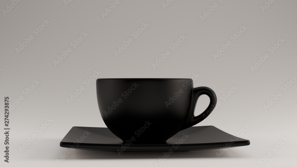 Black Coffee Cup an Saucer Cappuccino Tea 3d illustration 3d render Black Coffee Cup an Saucer Cappuccino Tea 3d illustration 3d render