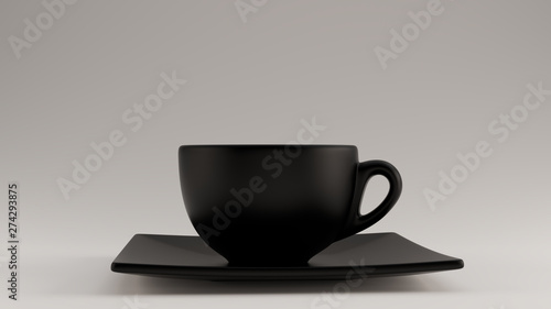 Black Coffee Cup an Saucer Cappuccino Tea 3d illustration 3d render