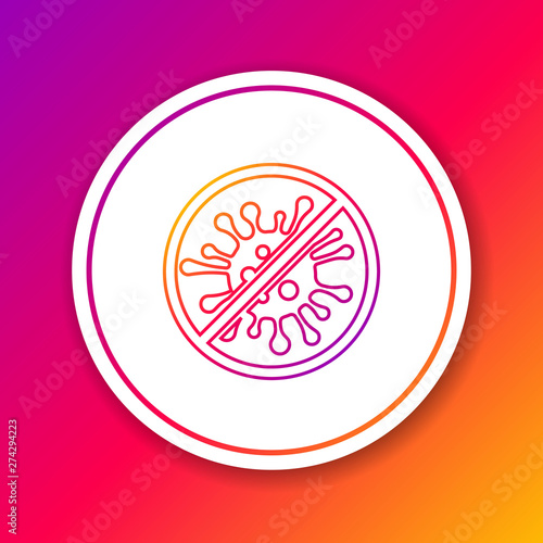 Color line Stop virus, bacteria, germs and microbe icon isolated on color background. Antibacterial and antiviral defence, protection infection. Circle white button. Vector Illustration
