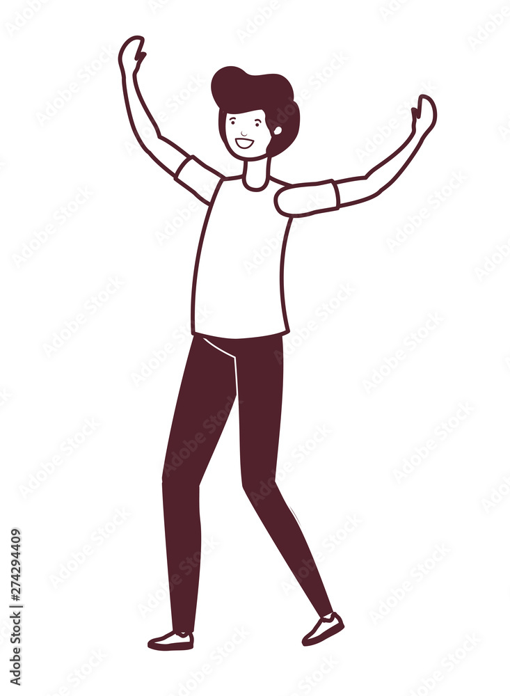 silhouette of young man dancing in white background silhouette of young man dancing in white background