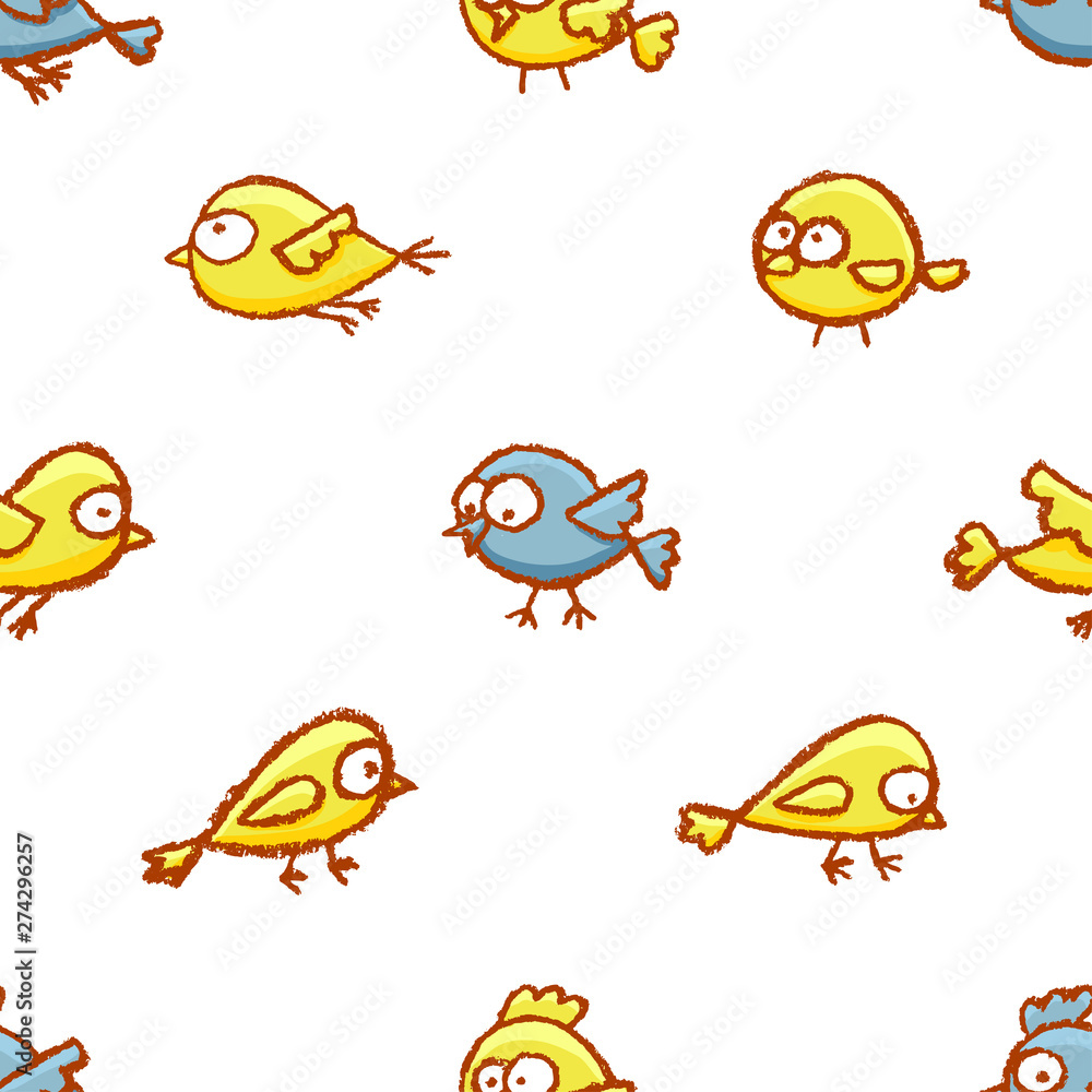 Little birds seamless pattern