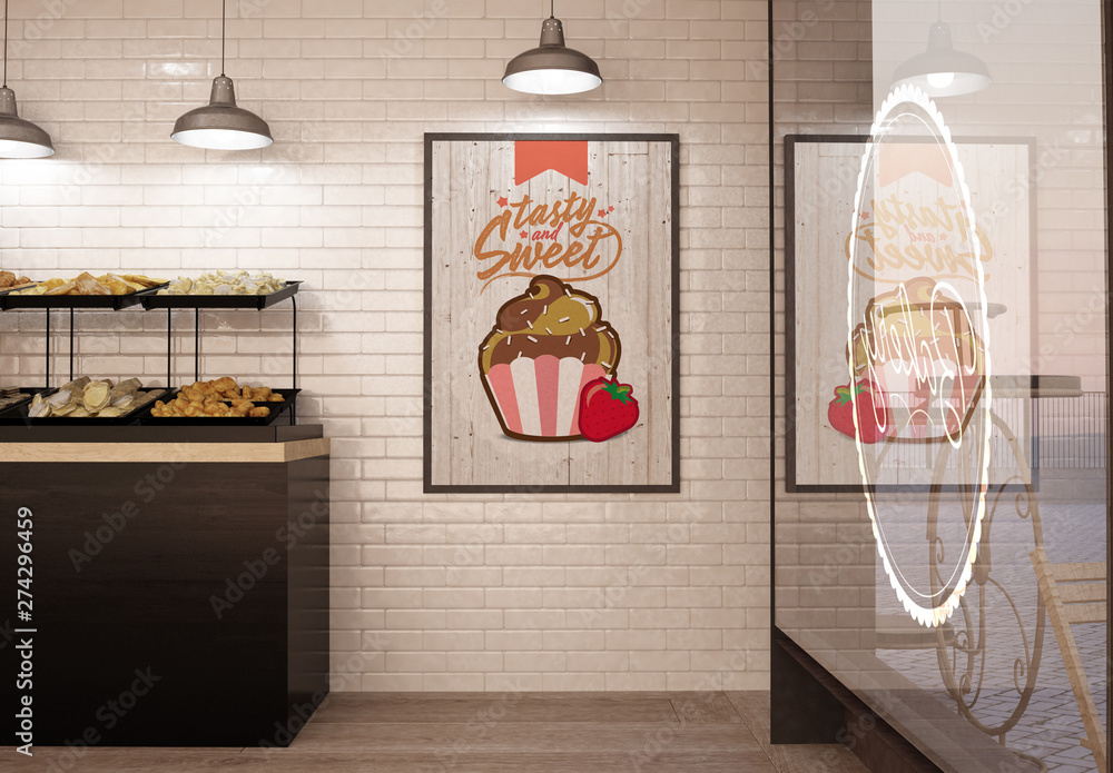 Bakery Coffee Interior With Poster
