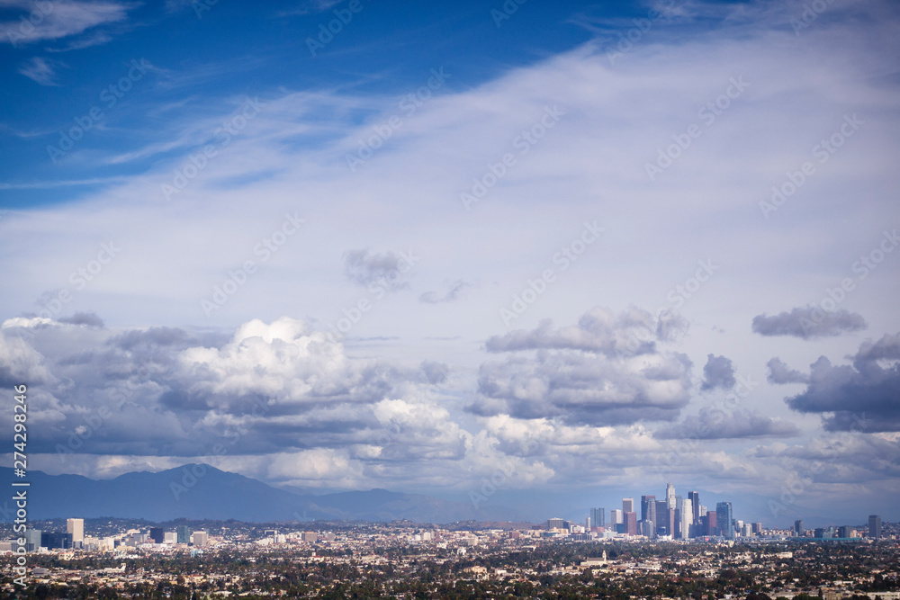Los Angeles, California, USA: A clear view over the city of L.A. after California has received its first substantial rain for a long time. The downtown L.A. skyline in the background. Los Angeles, California, USA: A clear view over the city of L.A. after California has received its first substantial rain for a long time. The downtown L.A. skyline in the background.