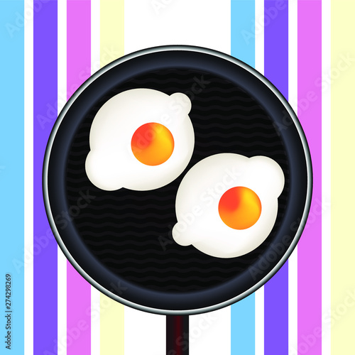 fried eggs in a pan