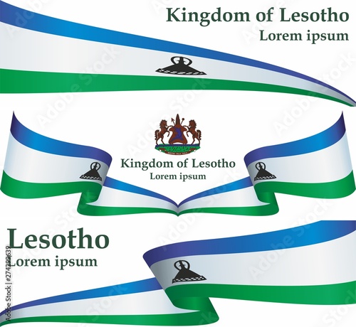 Flag of Lesotho, Kingdom of Lesotho. Template for award design, an official document with the flag of Lesotho. Bright, colorful vector illustration. photo