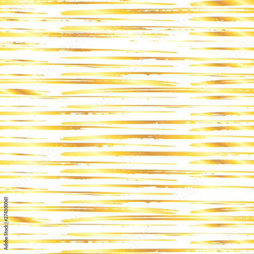 Golden paint strokes over white seamless pattern