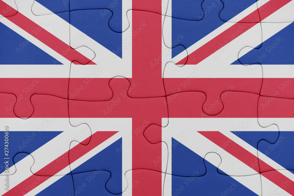 Fototapeta premium puzzle with the national flag of great britain.