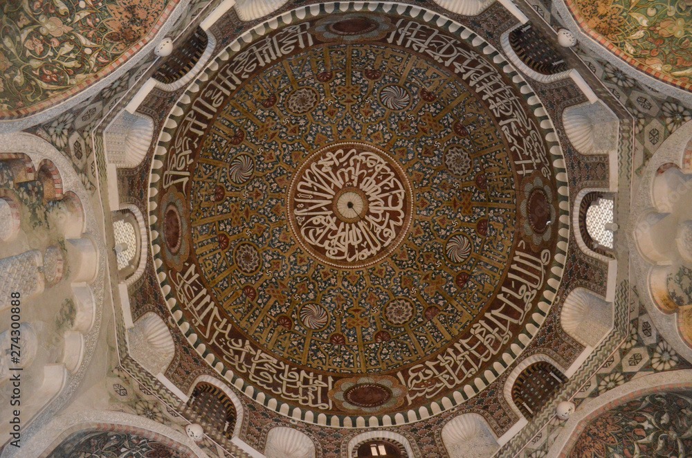 Inner view of the dome of Ashrafiyah mosque, Taiz, Yemen