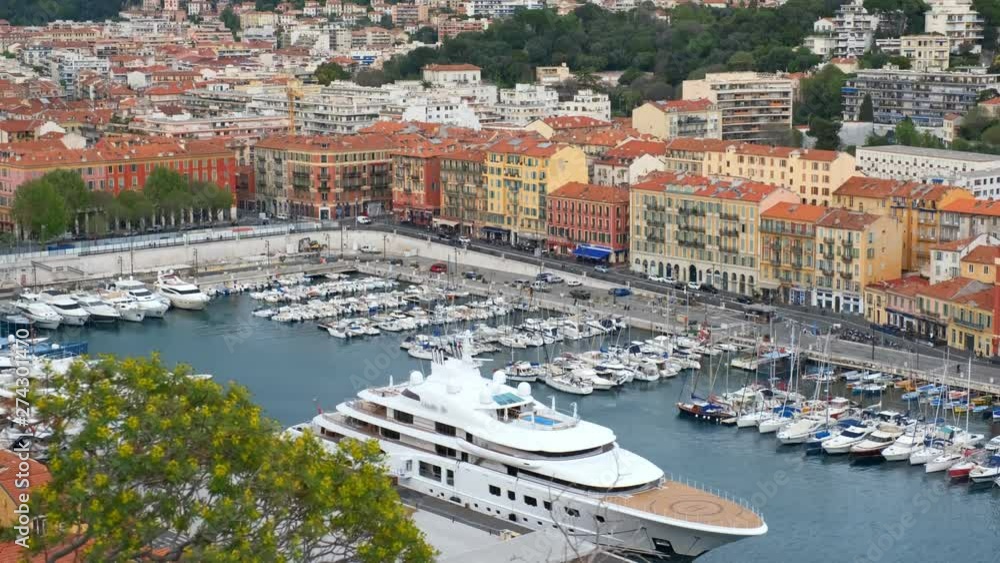 View of Old Port of Nice with yachts, France View of Old Port of Nice with yachts, France