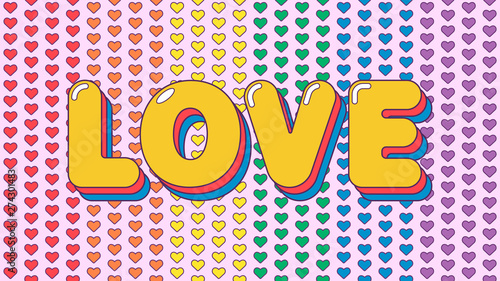 LGBT love background illustration. Rainbow colored hearts as symbol of equality