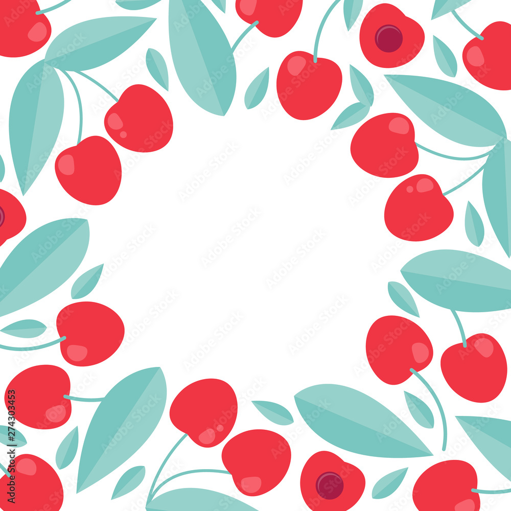 Summer template of cherry. Poster for sale in flat style Summer template of cherry. Poster for sale in flat style