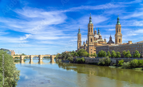 Saragossa / Spain: Cathedral-Basilica of Our Lady of the Pillar on the banks of the River Ebro