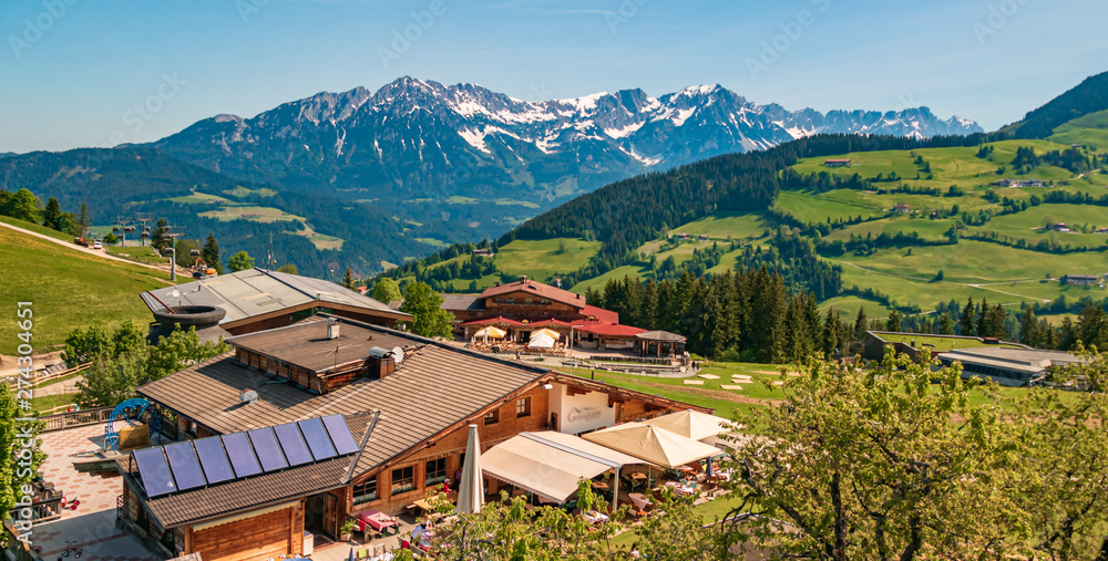 Beautiful alpine view with the famous Wilder Kaiser mountains at Söll - Tyrol - Austria Beautiful alpine view with the famous Wilder Kaiser mountains at Söll - Tyrol - Austria