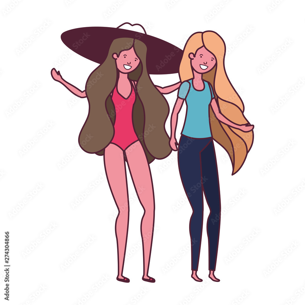 women with swimsuit on white background women with swimsuit on white background