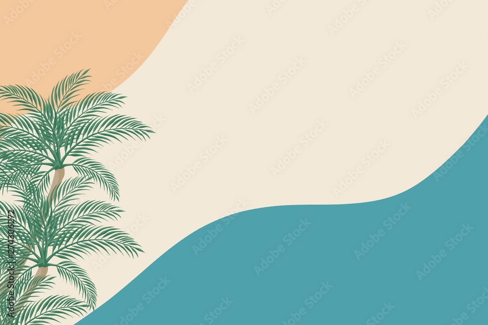 Pastel background with palm trees. Summer concept