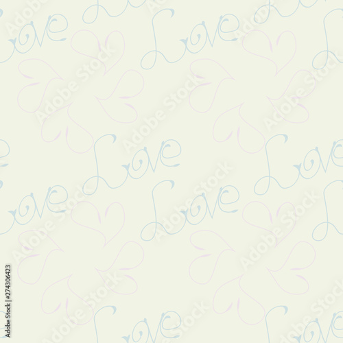 Gentle seamless pattern in chalk white, dusty pink and muted light blue colors