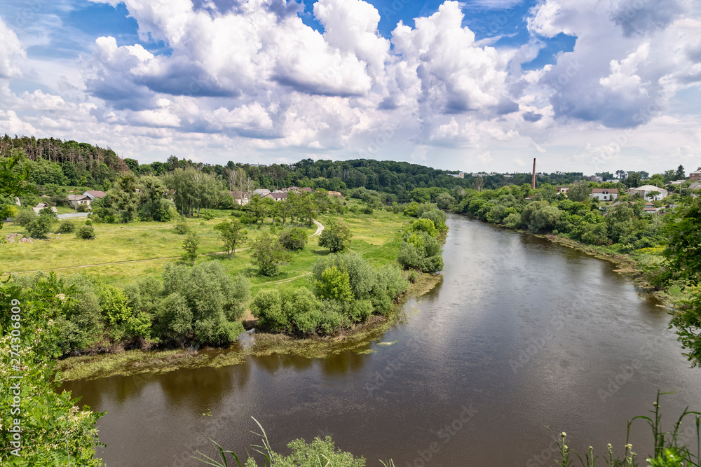 View of the river Sluch in town Novohrad-Volynskyi. Ukraine