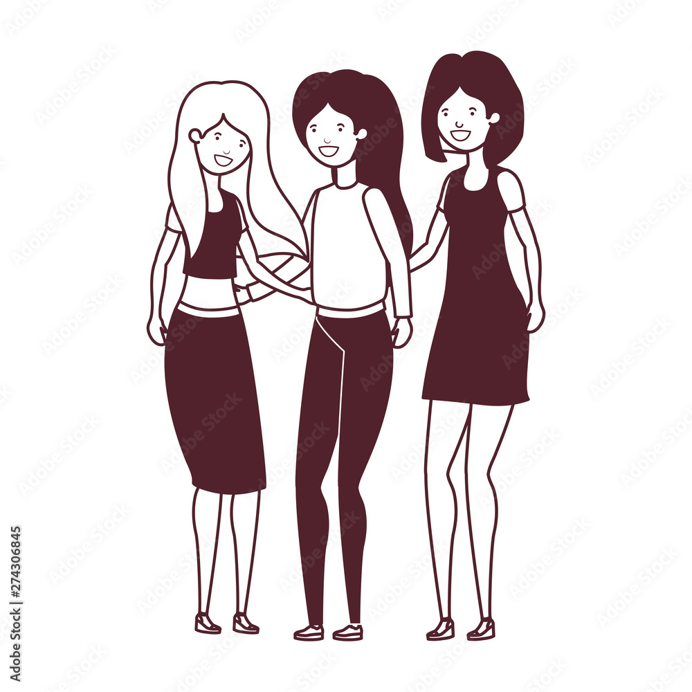 silhouette of young women in white background silhouette of young women in white background