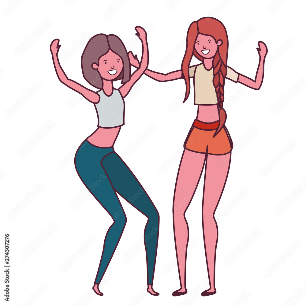 dancing women in white background dancing women in white background