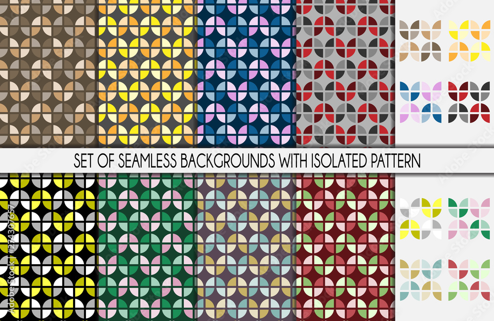 Motif répété dans le style rétro année 60 - Motif séparé pour une utilisation facile et personnalisable sous Illustrator