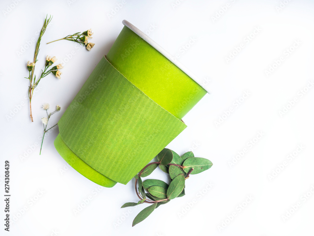 Bio paper cup to go with coffee or tea on white background, BIO PLA ...