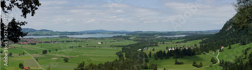 Wide panorama Forggensee view from Neuschwanstein Castle