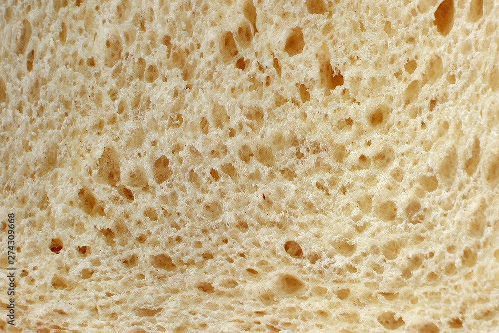 Close up of fluffy white wheat bread texture
