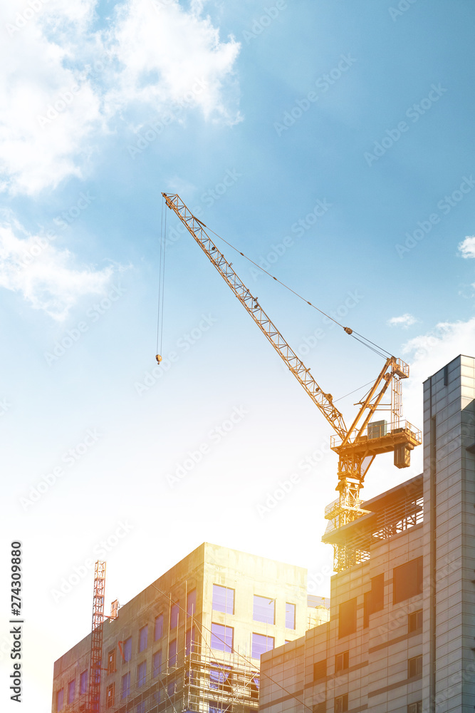 Construction and Building, power plant construction, Architectural landscape of  building in central town