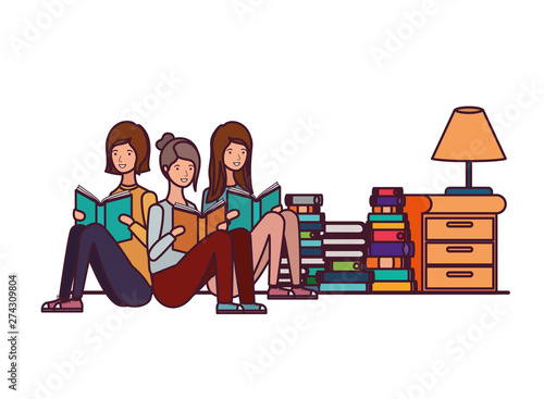 women with book in hands in living room