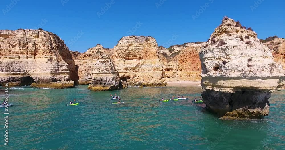 Kajak at Marinha beach in Algarve Kajak at Marinha beach in Algarve