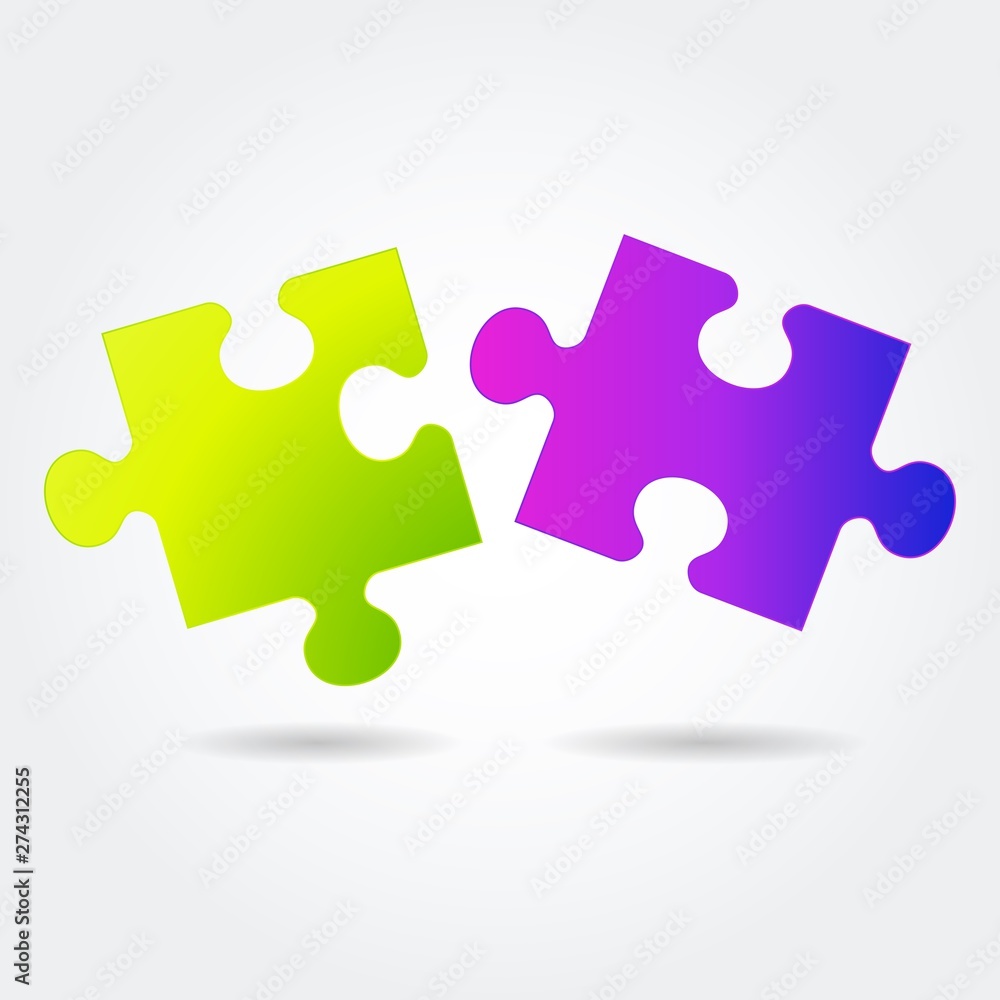Color bright gradient puzzle icon on a white background.