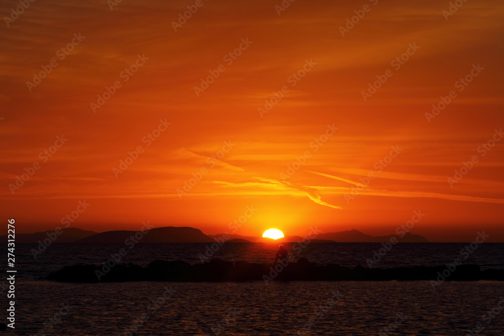 Fototapeta premium Seaside town of Turgutreis and spectacular sunsets
