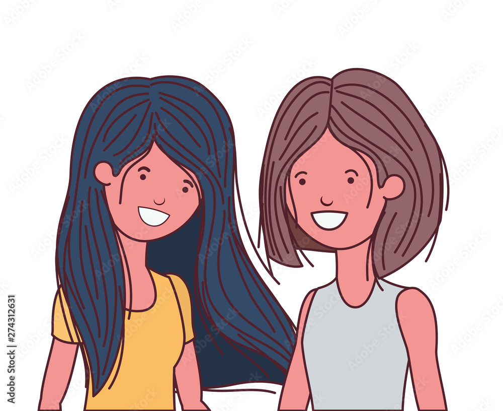 young women in white background avatar character young women in white background avatar character