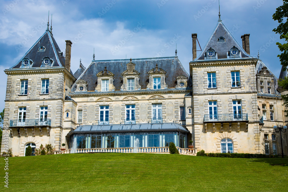 Ancient  castle Chateau de Mirambeau located in the region of Poitou - Charente. 