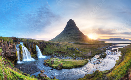 Kirkjufell mountain with waterfalls, Iceland