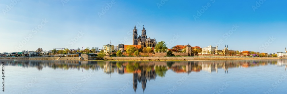 The Magdeburg Skyline in Saxony Anhalt, Germany