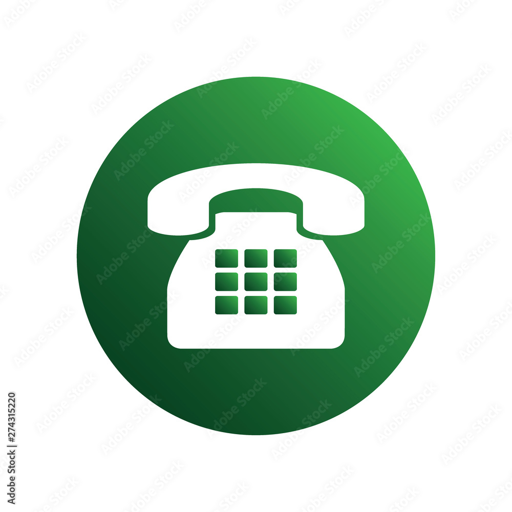 Green spherical retro phone icon for business Green spherical retro phone icon for business