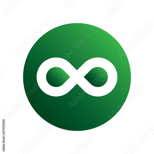 Green spherical infinity ribbon icon for business
