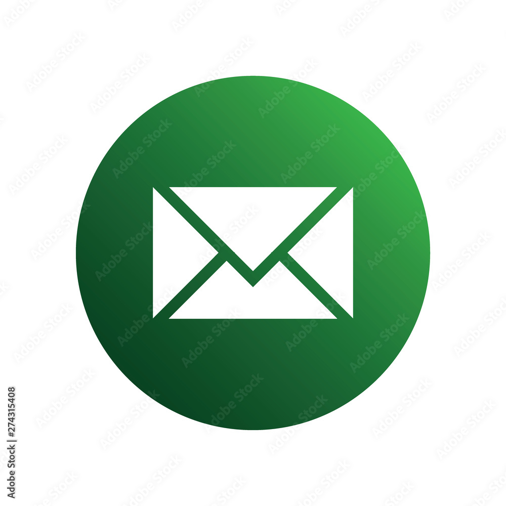 Closed envelope spherical green icon for business Closed envelope spherical green icon for business