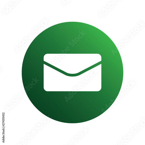 Closed envelope spherical green icon for business